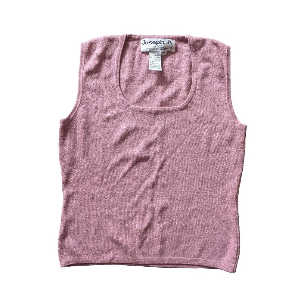 Vintage Pink Silk Sparkle Ribbed Top